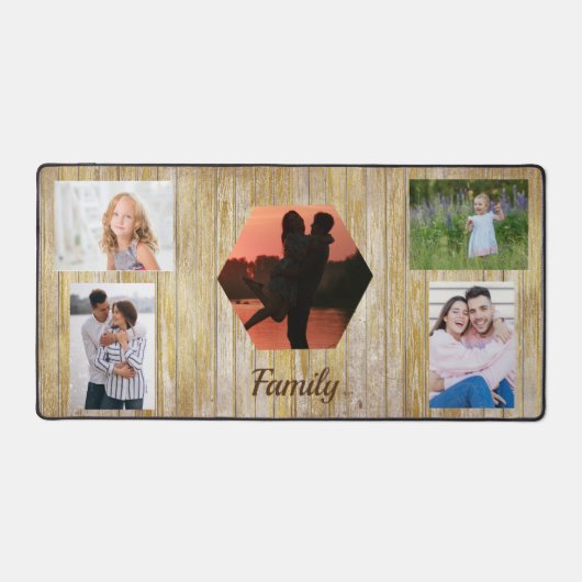 Licht houten paneel Vijf fotofamilie Bureaumat (Voorkant)