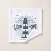 Licht huis gepersonaliseerde familienaam bad handdoek (Wasdoekje)