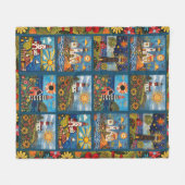 Licht huis patch werk gewatteerd patroon fleece deken (Voorkant (Horizontaal))