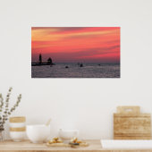 Licht huis tegen majestueuze zonsondergang op kana poster (Keuken)