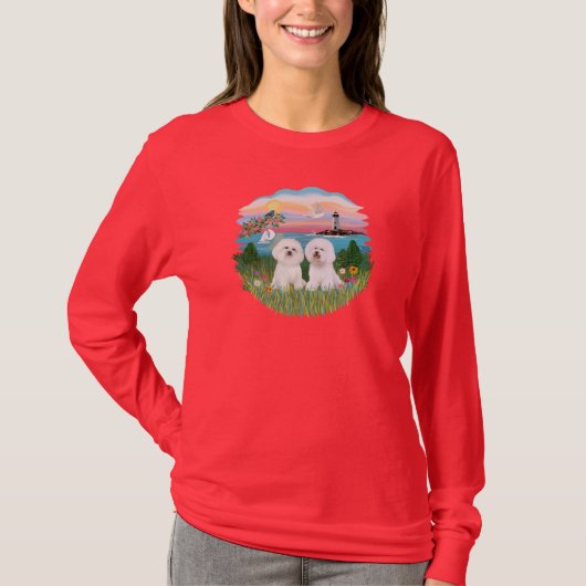 Licht huis - Two Bichon Frise T-shirt (Voorkant)