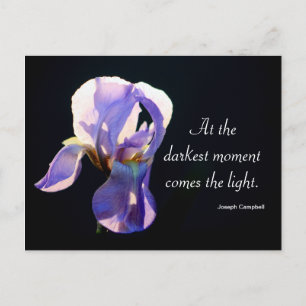 Licht in de donkerheid iris fotografie en citaat briefkaart