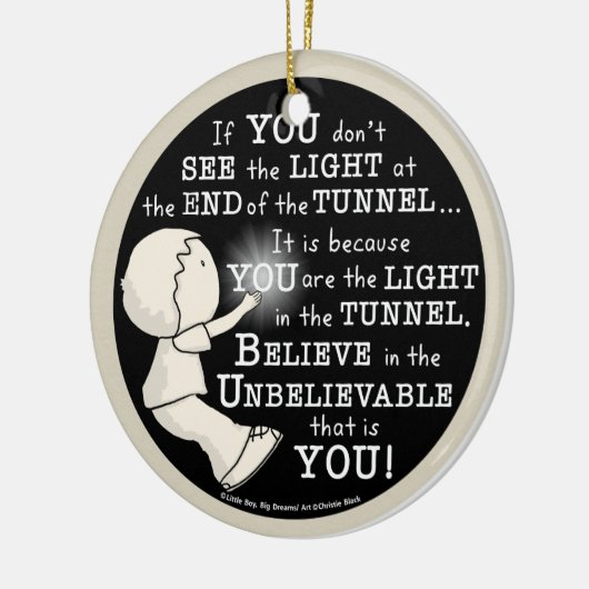 Licht in de tunnel keramisch ornament (Links)