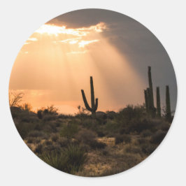 Licht in de woestijn ronde sticker