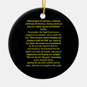 Licht in duisternis, gedicht keramisch ornament