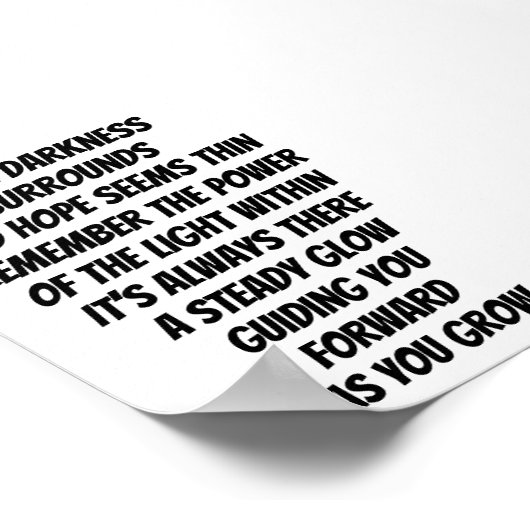 Licht in het inspirerend minigedicht poster (Hoek)