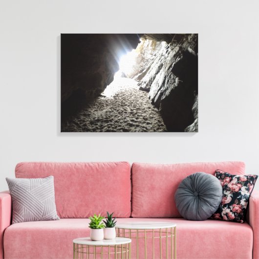Licht in Maghera Caves Ierland Canvas Afdruk (Insitu (Woonkamer))