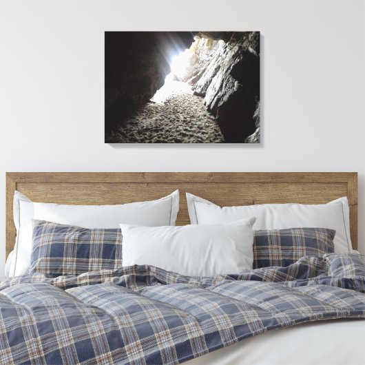 Licht in Maghera Caves Ierland Canvas Afdruk (Insitu (Slaapkamer))