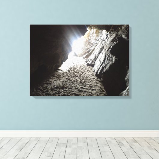 Licht in Maghera Caves Ierland Canvas Afdruk (Insitu (Houten vloer))