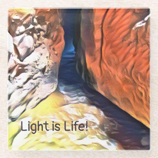 Licht is het leven van de kust van Stony Crevasse Glazen Onderzetter (Voorkant)