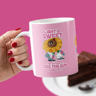 Licht is zoet – Retro Zonnebloem Prediker 11:7 Koffiemok