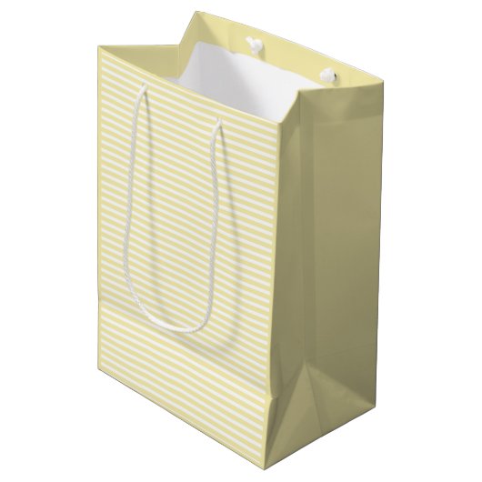 Licht Ivory White Stripes patronen elegant stijlvo Medium Cadeauzakje (Voorkant Gekanteld)
