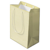 Licht Ivory White Stripes patronen elegant stijlvo Medium Cadeauzakje (Achterkant Gekanteld)