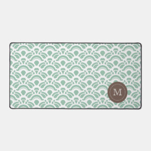 Licht Jade Patroon Monogram Bureaumat