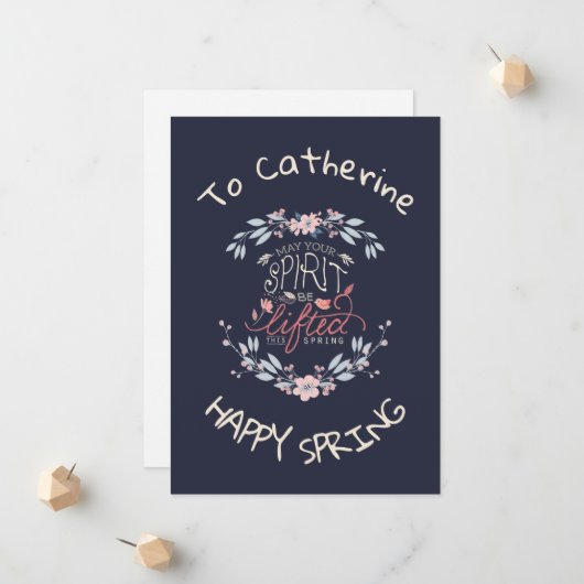 Licht je gepersonaliseerde voorjaarskaart op aankondiging (Voorkant / Achterkant in situ)