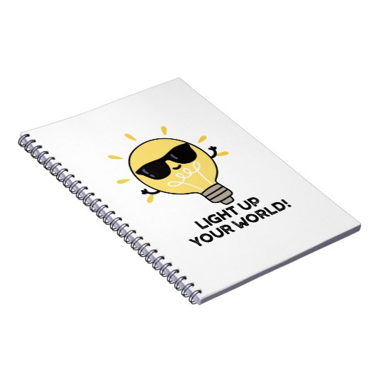 Licht je wereld op met grappige positieve bulb pun notitieboek (Rechterzijde)