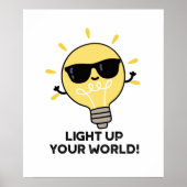 Licht je wereld op met grappige positieve bulb pun poster (Voorkant)