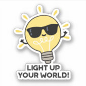 Licht je wereld op met grappige positieve bulb pun sticker (Voorkant)