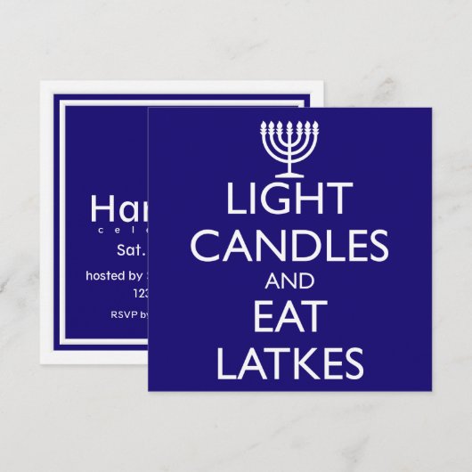 LICHT KAARSEN EN EET LATKES Chanoeka Kaart (Voorkant / Achterkant)