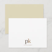 Licht Khaki Modern Neutraal Bruin Monogram Notitiekaartje (Voorkant / Achterkant)