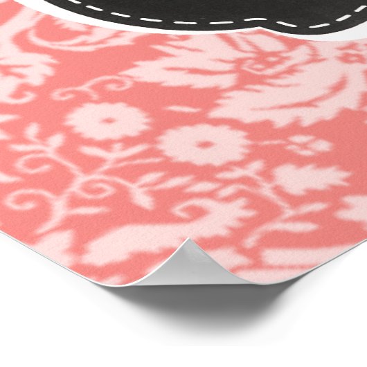 Licht koraal Damask;  alkboard er uitzien Poster (Hoek)