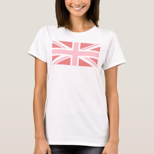 Licht koraal en roze Union Jack T-shirt (Voorkant)