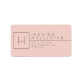 Licht koraal & grijs monogram retouradres etiket (Voorkant)