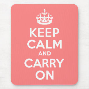 Licht Koraal Keep Calm and Carry On Muismat