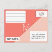 Licht koraal Perzik twee Tone RSVP-Briefkaarten Uitnodiging Briefkaart (Achterkant)