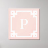 Licht koraal roze wit Grieks Zeer belangrijk Grens Canvas Afdruk (Voorkant)