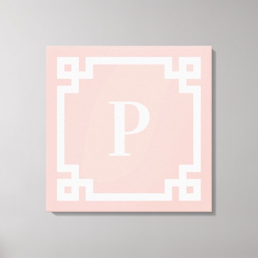 Licht koraal roze wit Grieks Zeer belangrijk Grens Canvas Afdruk (Voorkant)