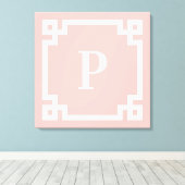 Licht koraal roze wit Grieks Zeer belangrijk Grens Canvas Afdruk (Insitu (Houten vloer))