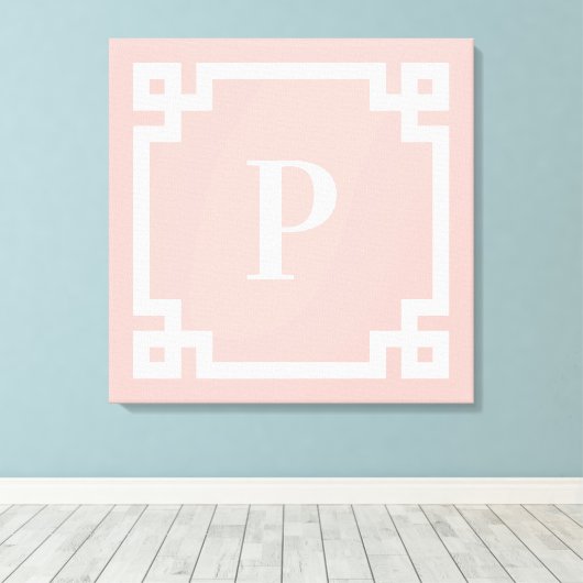 Licht koraal roze wit Grieks Zeer belangrijk Grens Canvas Afdruk (Insitu (Houten vloer))