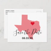 Licht koraal Texas Map Shape Save the Date Aankondigingskaart (Voorkant / Achterkant)