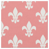 Licht koraal, wit fleur de lis patroon stof (Close Up)
