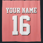 Licht Koraal Wit Sport Jersey Team Jersey Douchegordijn<br><div class="desc">Preppy Solid Color Team Jersey / Sport Jersey / Football Jersey / Rugby Jersey met aangepaste naam Pas dit aan met uw eigen naam of teamnaam en een nummer. U kunt de grootte, kleur en plaatsing van de tekst wijzigen als u wijzigingen moet aanbrengen, de kleur van de tekstschaduw moet...</div>