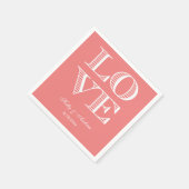 Licht Koraal, Witte LOVE Servetten (Hoek)