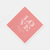 Licht Koraal, Witte LOVE Servetten (Hoek)