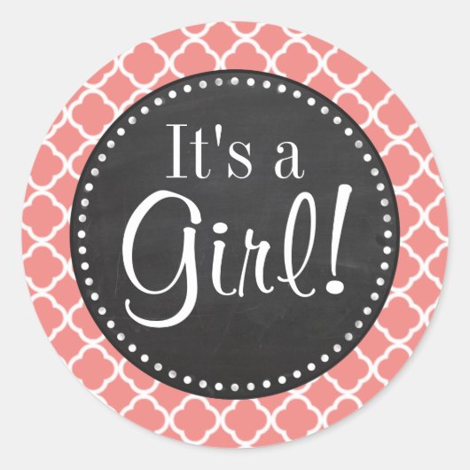 Licht koraalroze Marokkaanse Quatrefolie; alkbord Ronde Sticker (Voorkant)