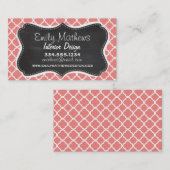Licht koraalroze Marokkaanse Quatrefolie; alkbord Visitekaartje (Voorkant / Achterkant)