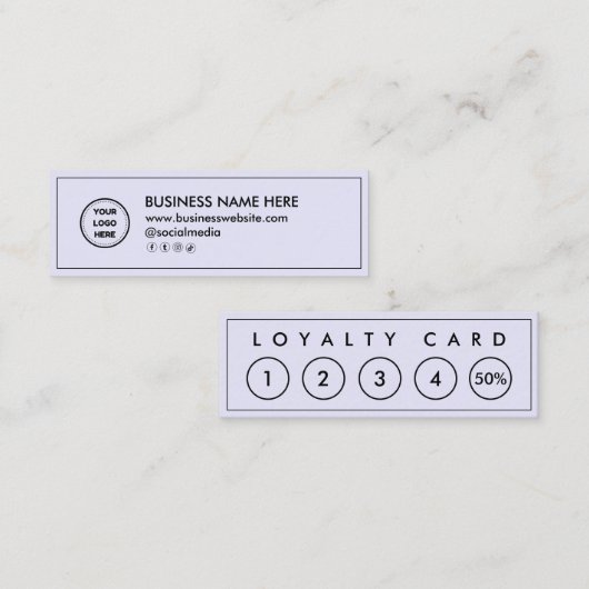 Licht Lavendel Mini Chique Modern Minimalist Klantenkaartje (Voorkant / Achterkant)