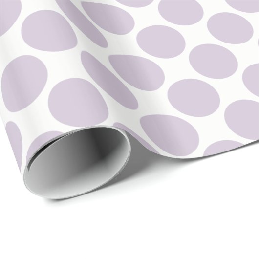 Licht lavender Polka Dots op White Cadeaupapier (Rol Hoek)