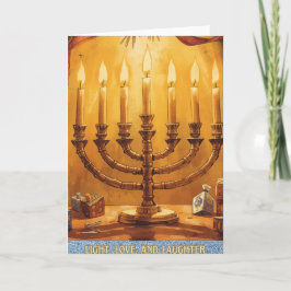 Licht Liefde Lach Gelukkig Hanukkah Kerstkaart Feestdagen Kaart
