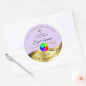 Licht Lila Wavy Gold Logo Monogram Productlabel Ronde Sticker (Envelop)