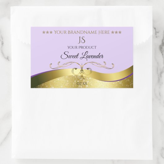 Licht Lila Wavy Gold met Monogram Product Label (Tas)