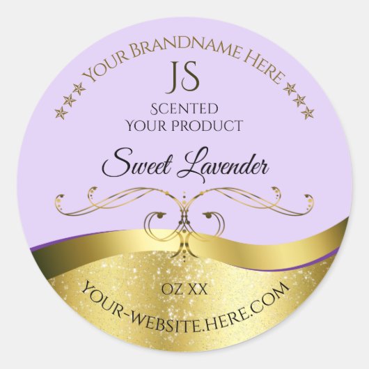 Licht Lila Wavy Gold met Monogram Product Label (Voorkant)