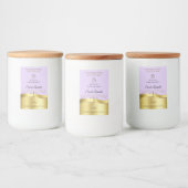 Licht Lila Wavy Gold met Monogram Product Label Voedselcontainer Etiket (Flessen)