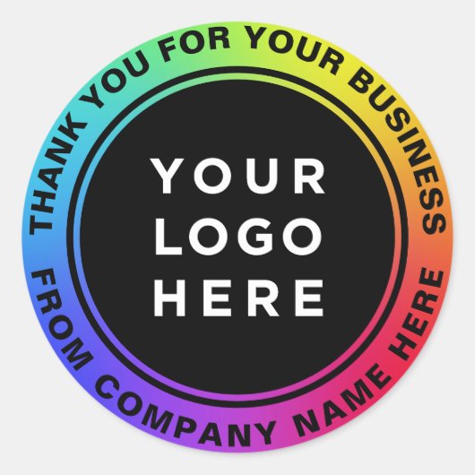 Licht Logo Naam Web Professional Logo Dank u Ronde Sticker (Voorkant)