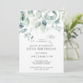 Licht luchtig eucalyptus 60ste verjaardag feest kaart (Staand voorkant)