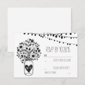 Licht mason pot wit bruiloft RSVP kaarten Kaartje (Voorkant / Achterkant)